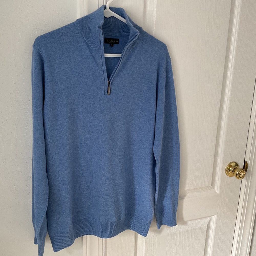 Men’s Italian Wool/Viscose/Cashmere 3/4 Zip Sweater Size S - Picture 2 of 5